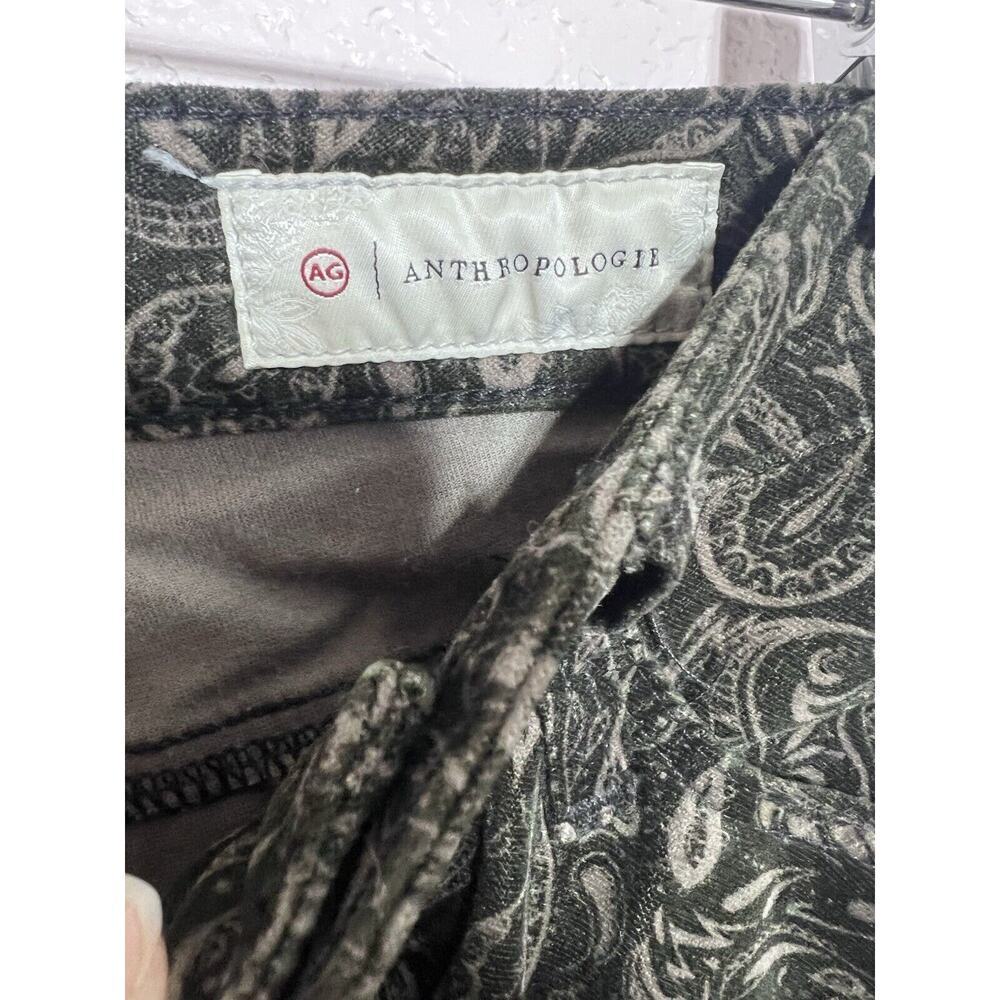 Anthropologie AG 26R High Rise Boho Black Velvet Paisley Pants Skinny - Picture 10 of 12